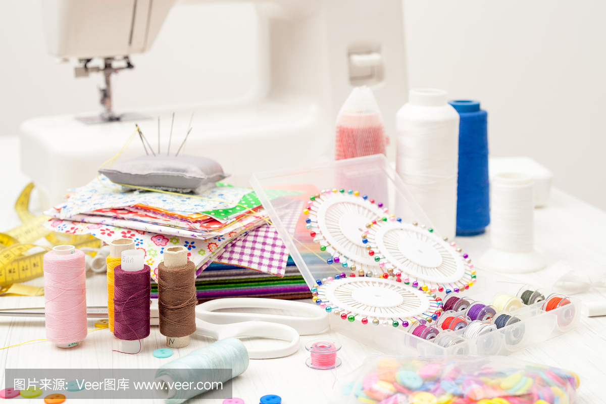 缝纫,缝纫机上的缝纫,缝纫用品,着色